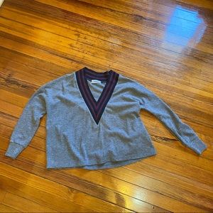 Urban outfitters gray waffle shirt with maroon v neck